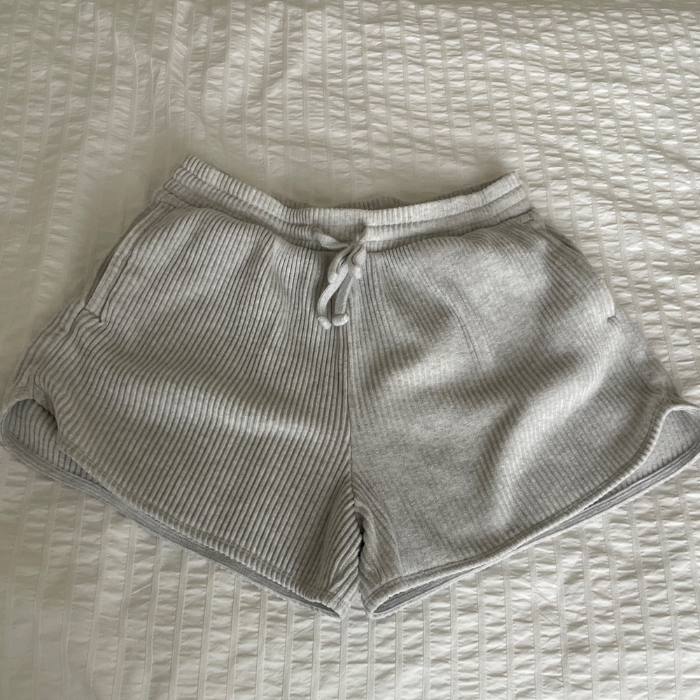 Gray Ribbed Soft Shorts
